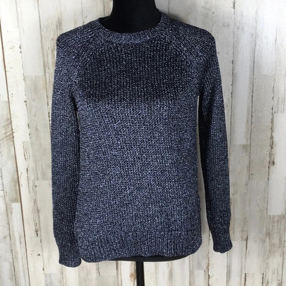 J. Crew Blue Metallic Open Chunky Knit Sweater S - Picture 1 of 6